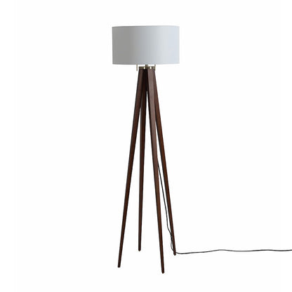 Nova California Quattro 1 Light Floor Lamp, Walnut Wood/Brass/White