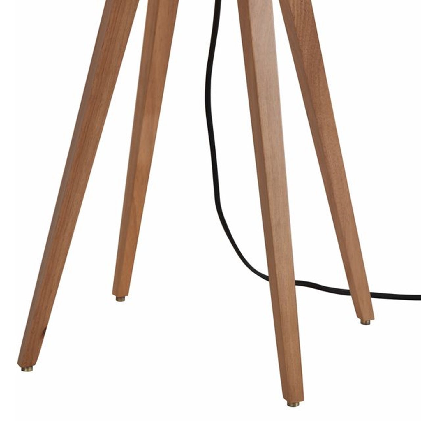 Nova California Quattro 61in 1-Light Floor Lamp | Mid-Century Natural Ash and Weathered Brass White Linen | Living Room & Bedroom | Model 20859LW