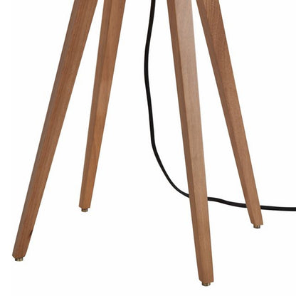 Nova California Quattro 61in 1-Light Floor Lamp | Mid-Century Natural Ash and Weathered Brass White Linen | Living Room & Bedroom | Model 20859LW