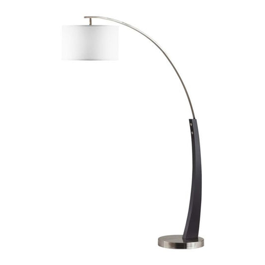 Nova California Plimpton 72in 1-Light Arc Floor Lamp | Mid-Century Espresso Wood and Brushed Nickel | Living Room Over Sectionals | Model 2110003A