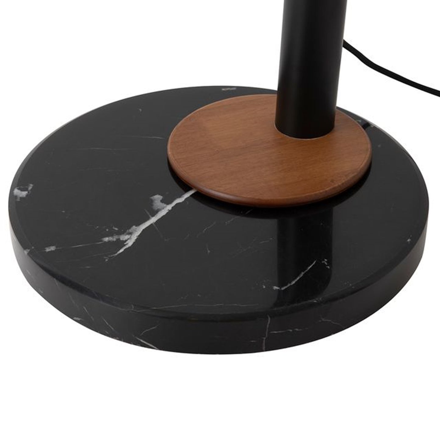 Nova California Lodi 92in 1-Light Arc Floor Lamp | Mid-Century Modern Matte Black Walnut and Gold Leaf | Living Room & Reading | Model 2110500MB