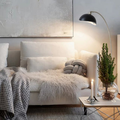 Nova California Luna Bella 62in 1-Light Arc Floor Lamp | Mid-Century Modern Black and Antique Nickel | Living Room & Reading Nook | Model 2110744AN