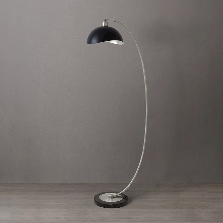 Nova California Luna Bella 62in 1-Light Arc Floor Lamp | Mid-Century Modern Black and Antique Nickel | Living Room & Reading Nook | Model 2110744AN
