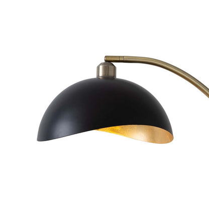 Nova California Luna Bella 24in 1-Light Chairside Arc Floor Lamp | Mid-Century Modern Weathered Brass Matte Black and Gold-Leaf | Model 2110744BG