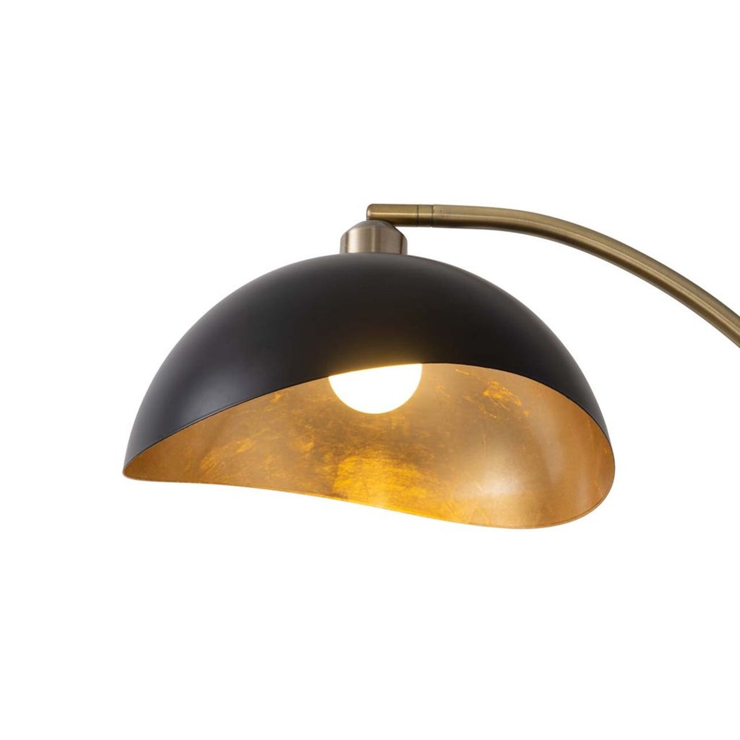 Nova California Luna Bella 24in 1-Light Chairside Arc Floor Lamp | Mid-Century Modern Weathered Brass Matte Black and Gold-Leaf | Model 2110744BG