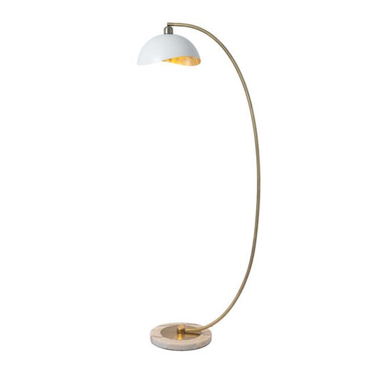 Nova California Luna Bella 24in 1-Light Chairside Arc Floor Lamp | Mid-Century Modern Weathered Brass White and Gold-Leaf Metal | Model 2110744WG