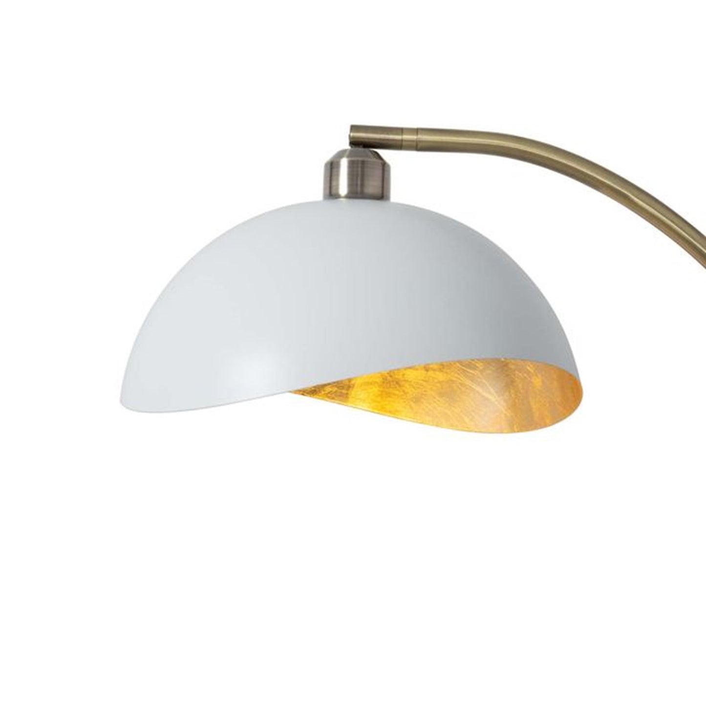 Nova California Luna Bella 24in 1-Light Chairside Arc Floor Lamp | Mid-Century Modern Weathered Brass White and Gold-Leaf Metal | Model 2110744WG