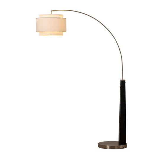 Nova California Coronado 84in 1-Light Arc Floor Lamp | Industrial Matte Black and Bone White Linen | Living Room & Reading Nook | Model 2110772SN