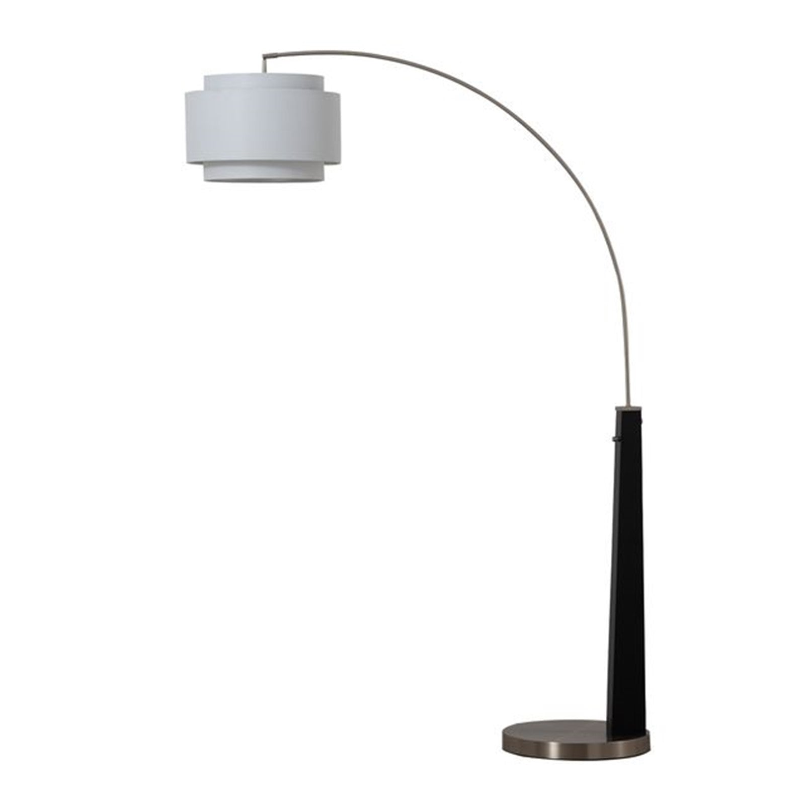 Nova California Coronado 84in 1-Light Arc Floor Lamp | Industrial Matte Black and Bone White Linen | Living Room & Reading Nook | Model 2110772SN