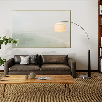 Nova California Coronado 84in 1-Light Arc Floor Lamp | Industrial Matte Black and Bone White Linen | Living Room & Reading Nook | Model 2110772SN