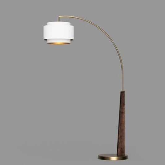 Nova California Coronado 84in 1-Light Arc Floor Lamp | Mid-Century Modern Matte Black and Bone White Linen | Living Room & Reading | Model 2110772WB