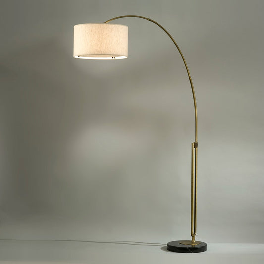 Nova California Viborg 72in 1-Light Arc Lamp | Contemporary Weathered Brass and Black Marble Base | Living Room & Reading Nook | Model 2110799WB