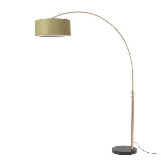 Nova California Float 92in 1-Light Arc Lamp | Industrial Weathered Brass and Avocado Linen Shade | Living Room & Bedroom | Model 2110818AV