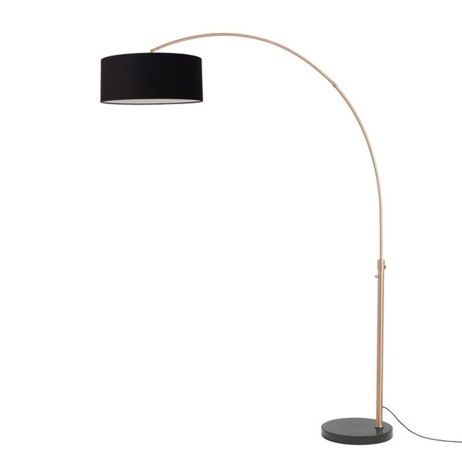 Nova California Float 92in 1-Light Arc Lamp | Industrial Weathered Brass and Black Linen Shade | Living Room & Bedroom | Model 2110818BK