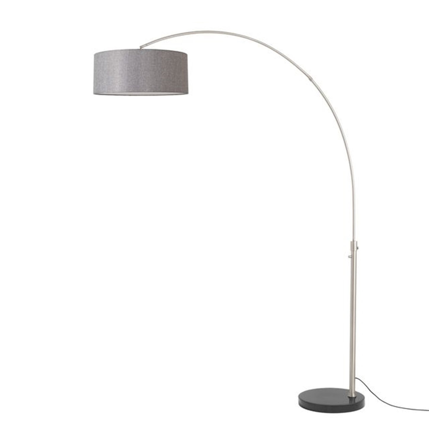 Nova California Float 92in 1-Light Arc Lamp | Modern Satin Nickel and Cashmere Gray Linen | Living Room & Reading Nook | Model 2110819CG