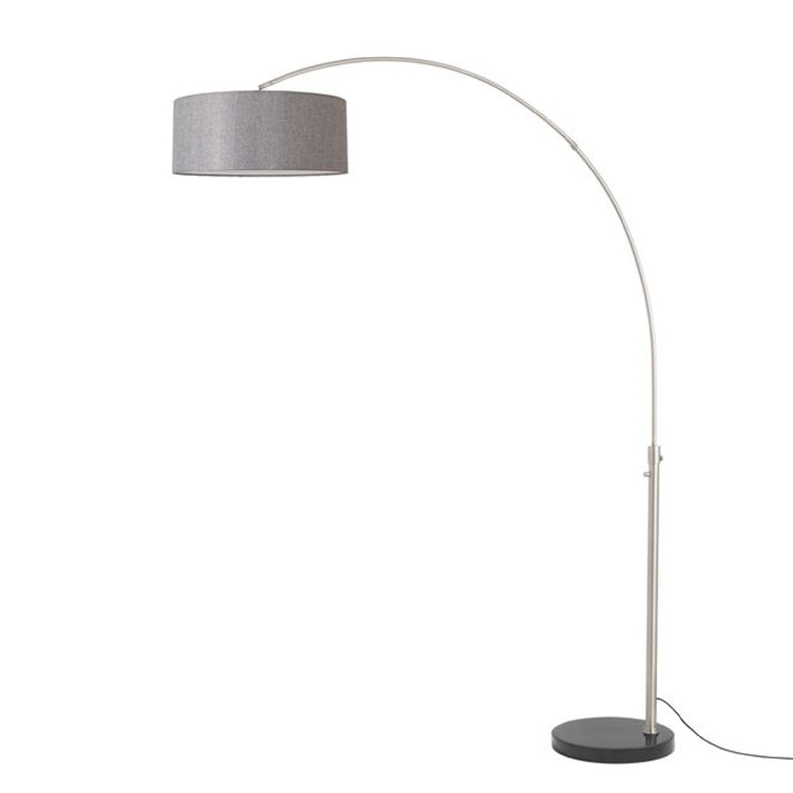 Nova California Float 92in 1-Light Arc Lamp | Modern Satin Nickel and Cashmere Gray Linen | Living Room & Reading Nook | Model 2110819CG