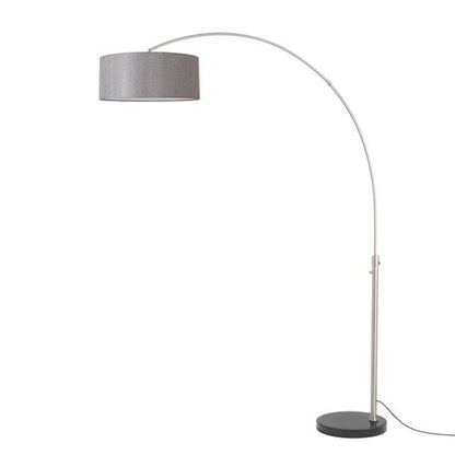 Nova California Float 92in 1-Light Arc Lamp | Modern Satin Nickel and Cashmere Gray Linen | Living Room & Reading Nook | Model 2110819CG