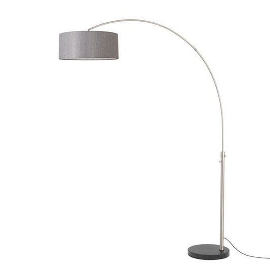 Nova California Float 92in 1-Light Arc Lamp | Modern Satin Nickel and Cashmere Gray Linen | Living Room & Reading Nook | Model 2110819CG