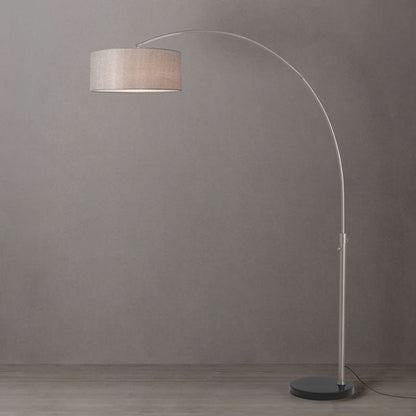 Nova California Float 92in 1-Light Arc Lamp | Modern Satin Nickel and Cashmere Gray Linen | Living Room & Reading Nook | Model 2110819CG