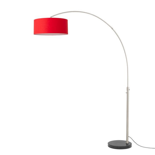 Nova California Float 92in 1-Light Arc Lamp | Modern Satin Nickel and Crimson Red Linen | Living Room & Reading Nook | Model 2110819CR