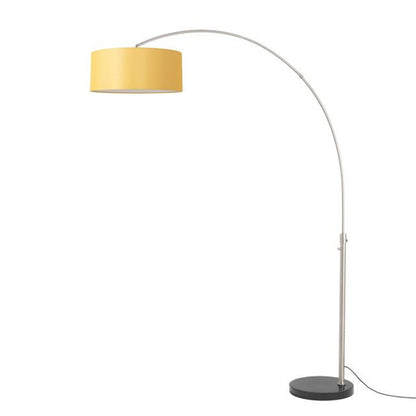 Nova California Float 92in 1-Light Arc Lamp | Modern Satin Nickel and Mustard Linen | Living Room & Reading Nook | 68 x 18 x 92 in | Model 2110819MU
