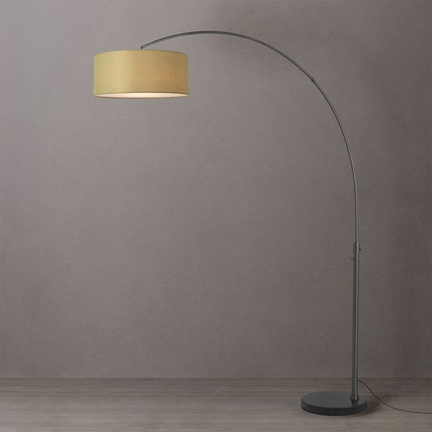 Nova California Float 92in 1-Light Arc Lamp | Black Nickel and Avocado Linen Shade | Living Room & Bedroom | 1500 Lumens, 2700K | Model 2110820AV