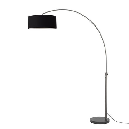 Nova California Float 92in 1-Light Arc Lamp | Industrial Black Nickel and Black Linen | Living Room & Bedroom | 68 x 18 x 92 in | Model 2110820BK