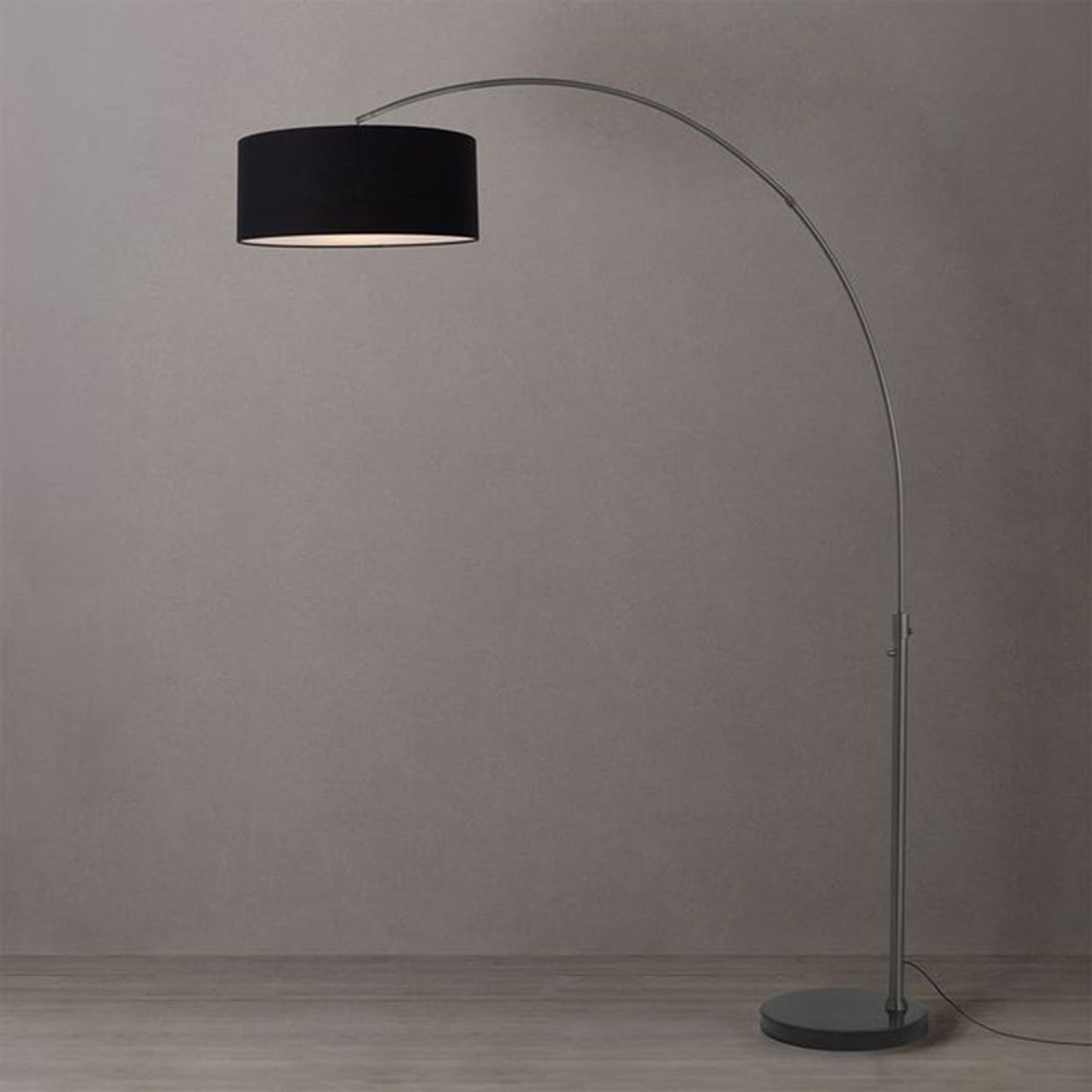 Nova California Float 92in 1-Light Arc Lamp | Industrial Black Nickel and Black Linen | Living Room & Bedroom | 68 x 18 x 92 in | Model 2110820BK