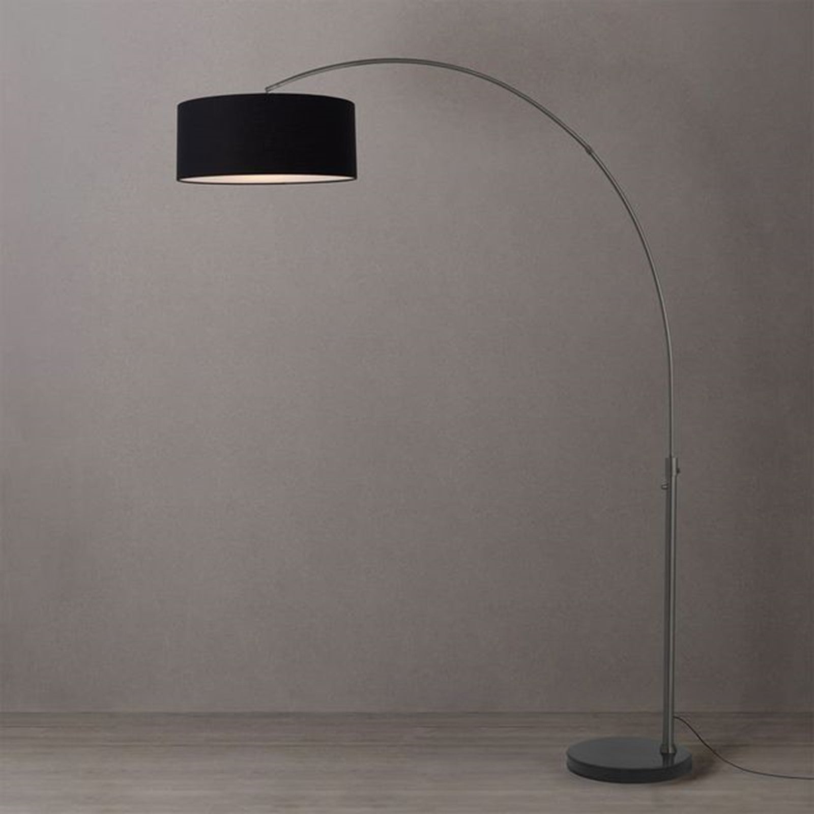 Nova California Float 92in 1-Light Arc Lamp | Industrial Black Nickel and Black Linen | Living Room & Bedroom | 68 x 18 x 92 in | Model 2110820BK