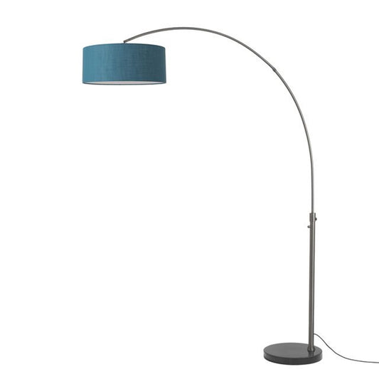 Nova California Float 92in 1-Light Arc Lamp | Industrial Black Nickel and Pool Blue Linen | Living Room & Bedroom | 68 x 18 x 92 in | Model 2110820BL