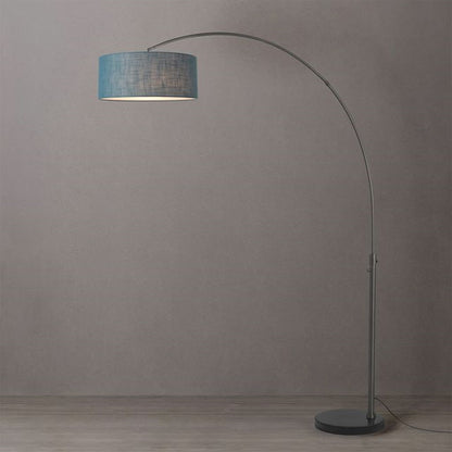 Nova California Float 92in 1-Light Arc Lamp | Industrial Black Nickel and Pool Blue Linen | Living Room & Bedroom | 68 x 18 x 92 in | Model 2110820BL