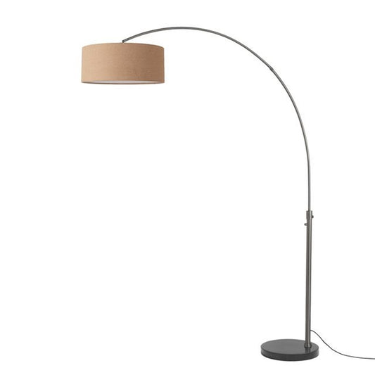 Nova California Float 92in 1-Light Arc Lamp | Modern Black Nickel and Natural Burlap Linen | Living Room & Home Office | Model 2110820BU