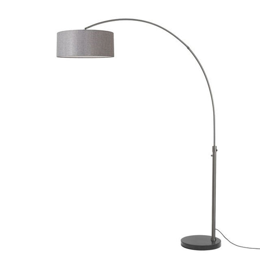 Nova California Float 92in 1-Light Arc Lamp | Industrial Black Nickel and Cashmere Gray Linen | Living Room & Bedroom | Model 2110820CG