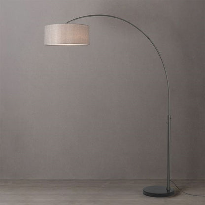 Nova California Float 92in 1-Light Arc Lamp | Industrial Black Nickel and Cashmere Gray Linen | Living Room & Bedroom | Model 2110820CG