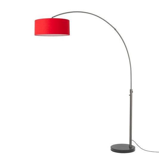 Nova California Float 92in 1-Light Arc Lamp | Industrial Black Nickel and Crimson Red Linen | Living Room & Bedroom | Model 2110820CR