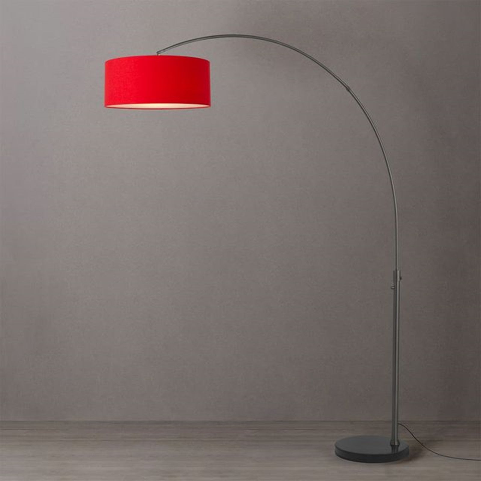 Nova California Float 92in 1-Light Arc Lamp | Industrial Black Nickel and Crimson Red Linen | Living Room & Bedroom | Model 2110820CR