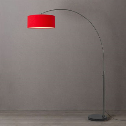 Nova California Float 92in 1-Light Arc Lamp | Industrial Black Nickel and Crimson Red Linen | Living Room & Bedroom | Model 2110820CR