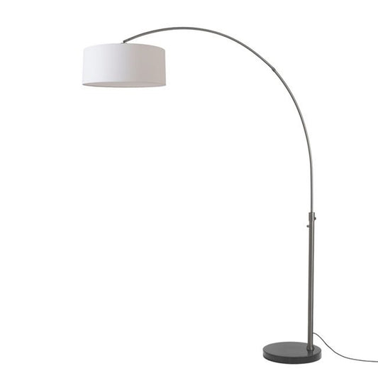 Nova California Float Stretch 92in 1-Light Arc Lamp | Modern Black Nickel and White Linen Shade | Living Room & Reading | Model 2110820WH