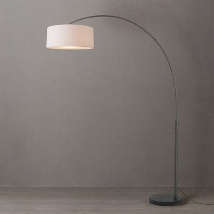 Nova California Float Stretch 92in 1-Light Arc Lamp | Modern Black Nickel and White Linen Shade | Living Room & Reading | Model 2110820WH