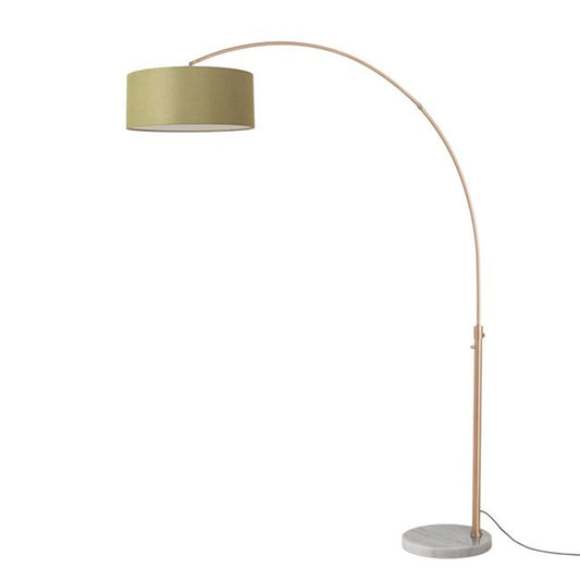 Nova California Float 92in 1-Light Arc Lamp | Industrial Weathered Brass and Avocado Linen | Living Room & Reading | 68 x 18 x 92 in | Model 2110821AV