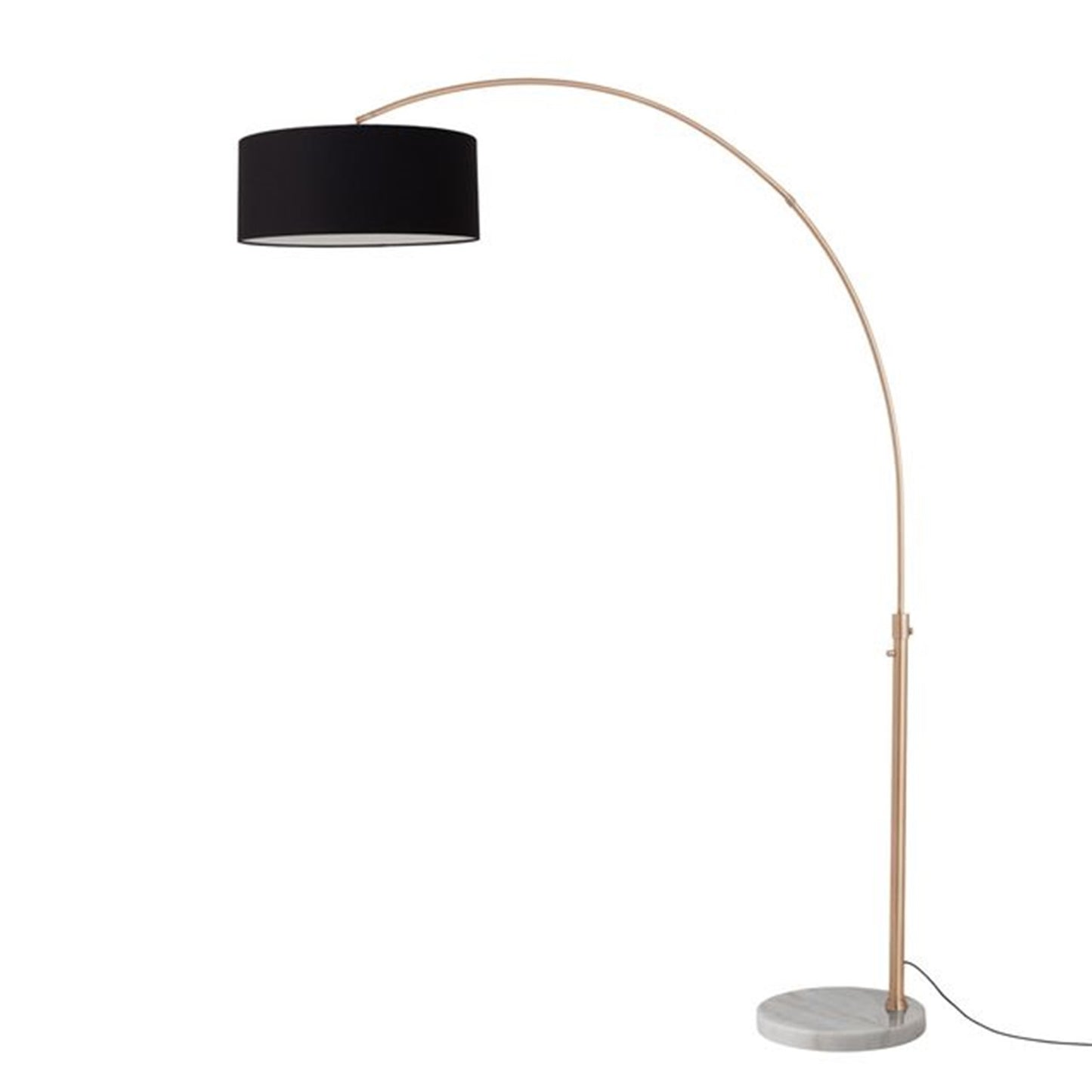 Nova California Float 92in 1-Light Arc Lamp | Modern Weathered Brass and Cashmere Gray Linen Shade | Living Room & Reading | Model 2110821BK