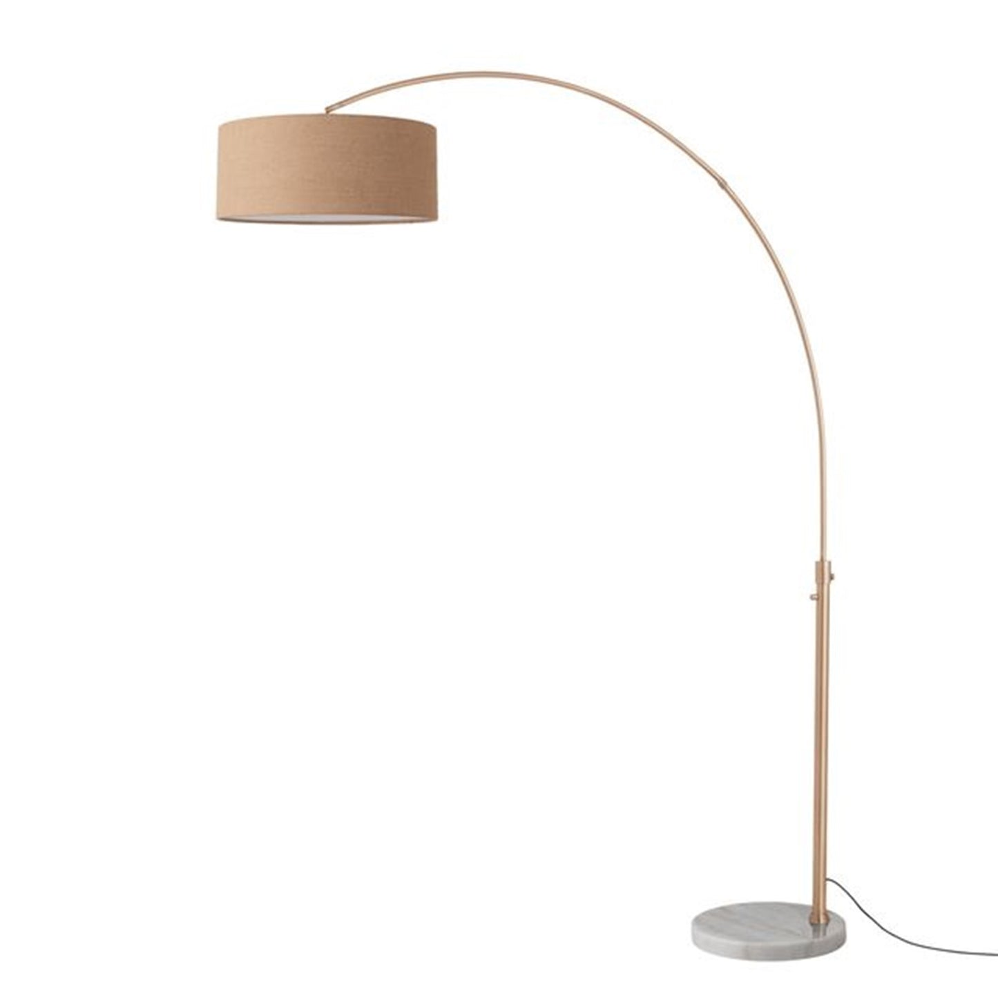 Nova California Float 92in 1-Light Arc Lamp | Industrial Weathered Brass and Burlap Linen | Living Room & Reading | 68 x 18 x 92 in | Model 2110821BU