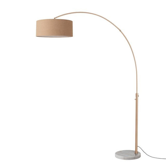 Nova California Float 92in 1-Light Arc Lamp | Industrial Weathered Brass and Burlap Linen | Living Room & Reading | 68 x 18 x 92 in | Model 2110821BU
