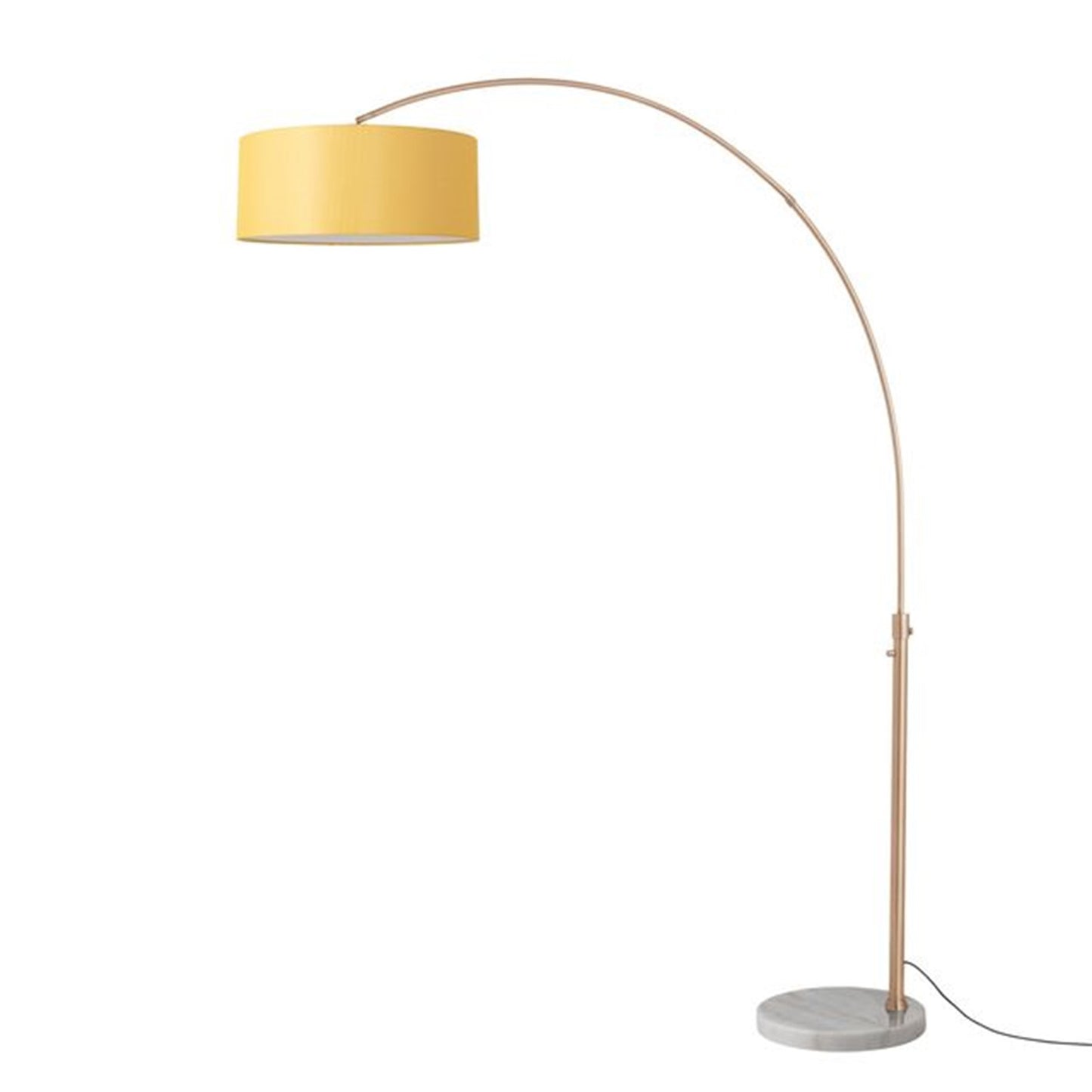 Nova California Float 92in 1-Light Arc Lamp | Industrial Weathered Brass and Mustard Linen | Living Room & Reading | 68 x 18 x 92 in | Model 2110821MU