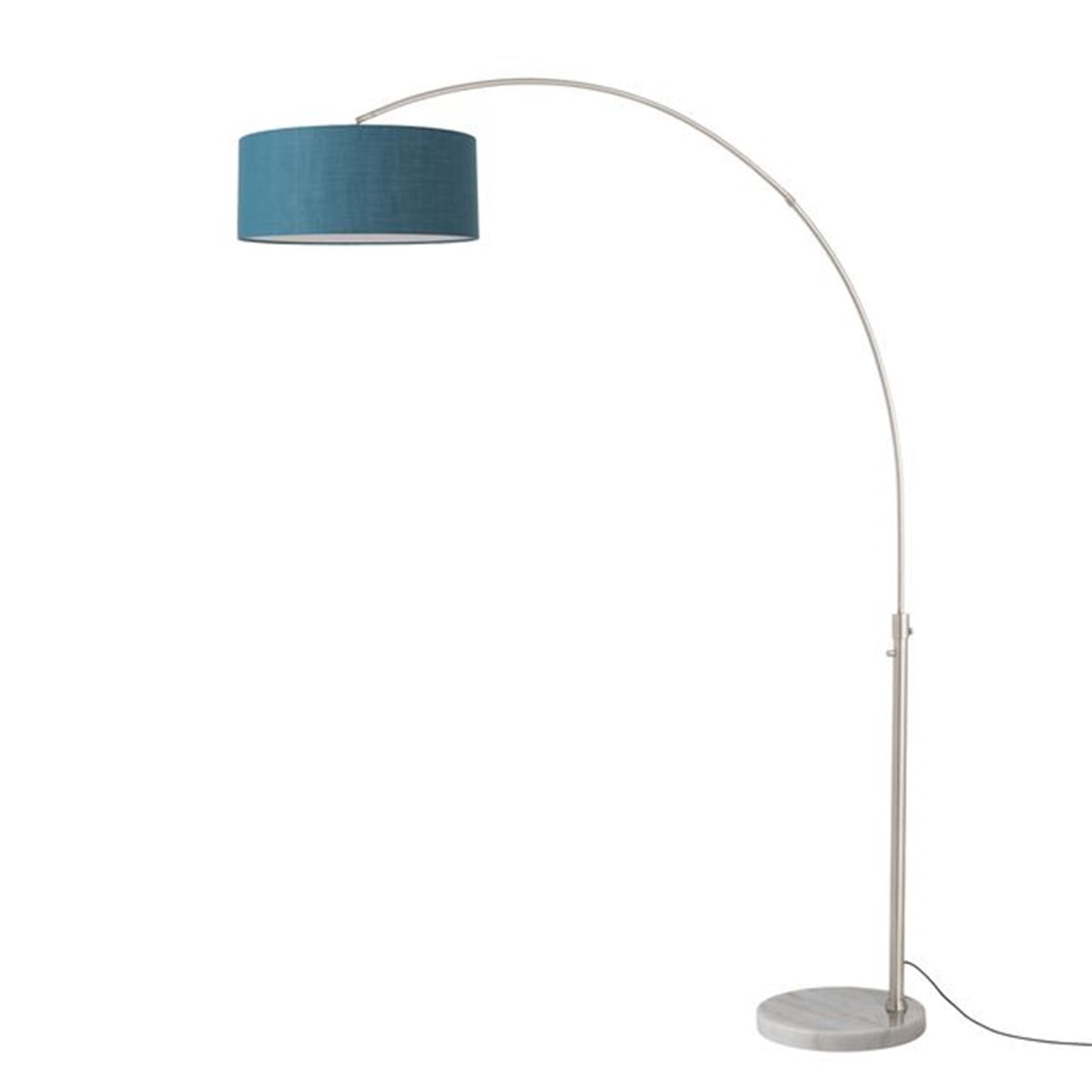 Nova California Float 92in 1-Light Arc Lamp | Satin Nickel and Pool Blue Linen | Living Room & Home Office | 68 x 18 x 92 in | Model 2110822BL