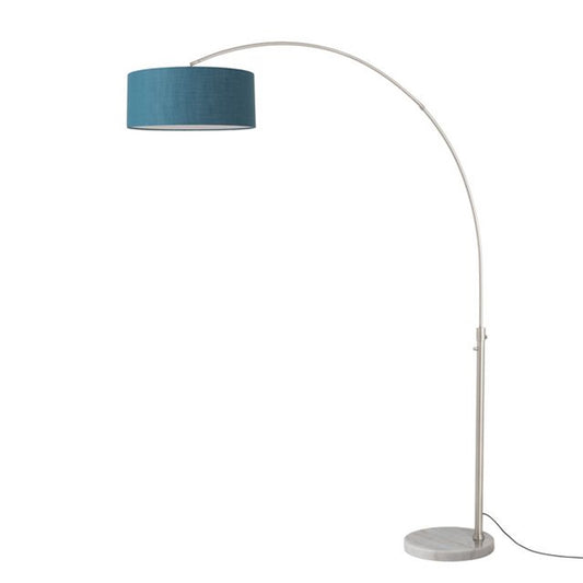 Nova California Float 92in 1-Light Arc Lamp | Satin Nickel and Pool Blue Linen | Living Room & Home Office | 68 x 18 x 92 in | Model 2110822BL