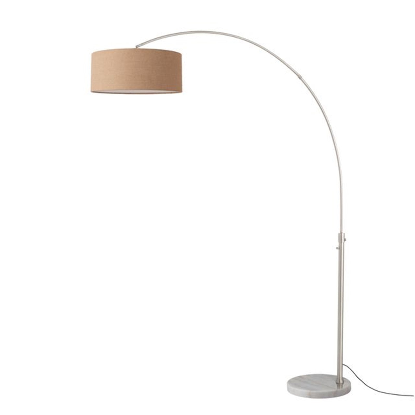 Nova California Float 92in 1-Light Arc Lamp | Satin Nickel and Burlap Linen | Living Room & Home Office | 68 x 18 x 92 in | Model 2110822BU