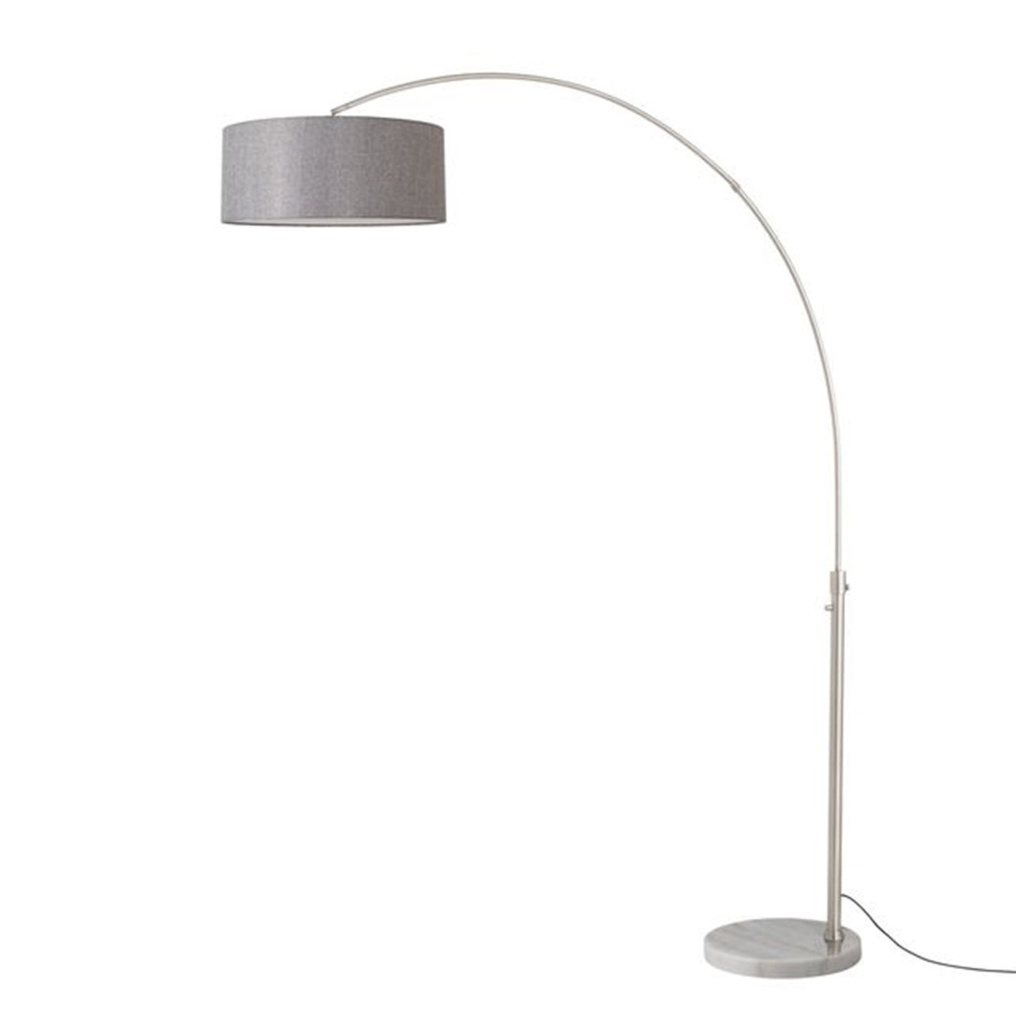 Nova California Float 92in 1-Light Arc Lamp | Modern Satin Nickel and Cashmere Gray Linen Shade | Living Room & Reading Nook | Model 2110822CG