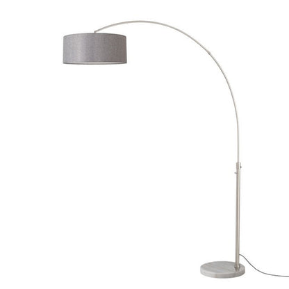 Nova California Float 92in 1-Light Arc Lamp | Modern Satin Nickel and Cashmere Gray Linen Shade | Living Room & Reading Nook | Model 2110822CG