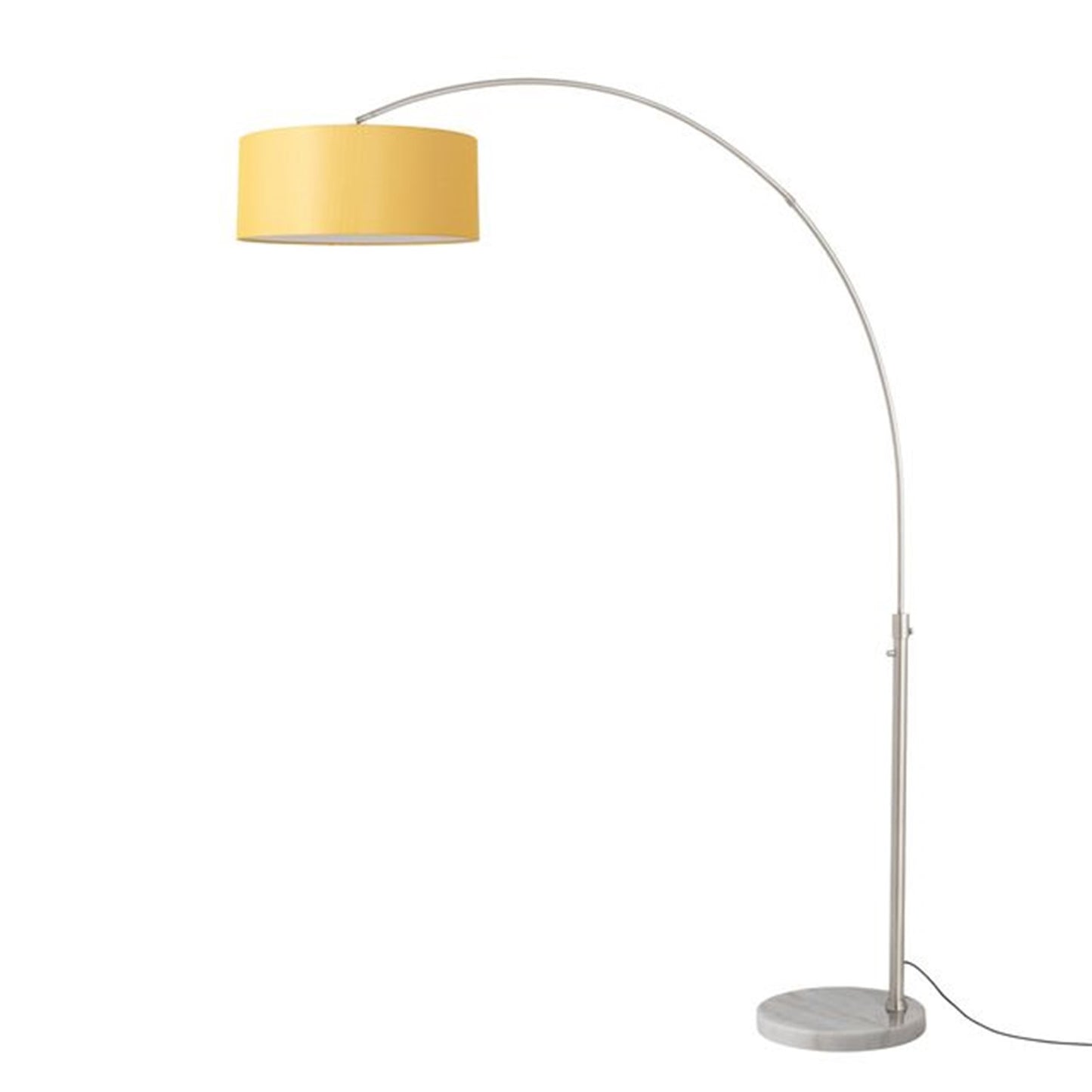 Nova California Float 92in 1-Light Arc Lamp | Satin Nickel and Mustard Linen | Living Room & Home Office | 68 x 18 x 92 in | Model 2110822MU